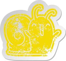 distressed old sticker kawaii happy cute snail vector