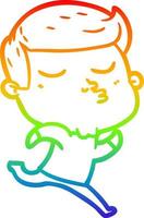 rainbow gradient line drawing cartoon model guy pouting vector