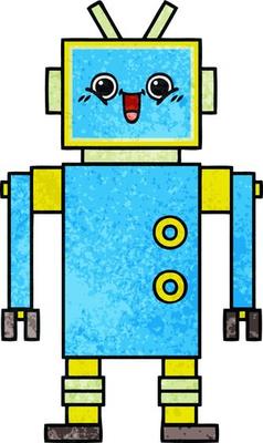 retro grunge texture cartoon robot