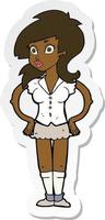 sticker of a cartoon pretty woman vector