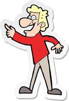 sticker of a cartoon man pointing and laughing vector