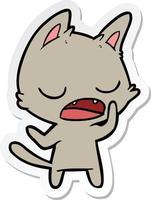 sticker of a talking cat cartoon vector