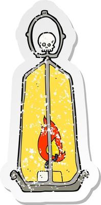 retro distressed sticker of a cartoon spooky lantern
