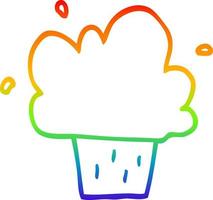 rainbow gradient line drawing cartoon cupcake vector