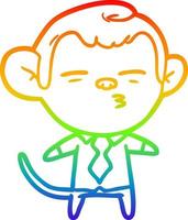 rainbow gradient line drawing cartoon suspicious monkey vector