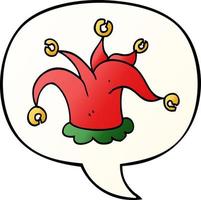 cartoon jester hat and speech bubble in smooth gradient style vector