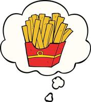 cartoon fries and thought bubble vector