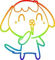 rainbow gradient line drawing cute cartoon dog vector