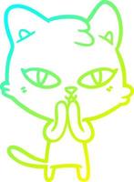 cold gradient line drawing cartoon cat vector