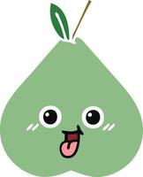 flat color retro cartoon pear vector