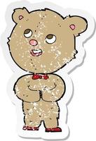 retro distressed sticker of a cartoon cute teddy bear vector