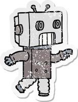 distressed sticker of a cartoon robot vector