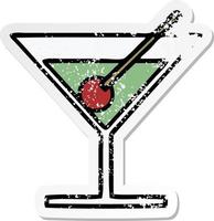 distressed sticker of a cute cartoon fancy cocktail vector