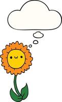 cartoon flower and thought bubble vector