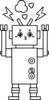 line drawing cartoon robot malfunction vector