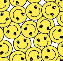 Smiling faces seamless repeat pattern vector