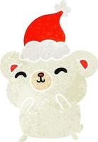 christmas retro cartoon of kawaii polar bear vector