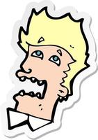 sticker of a cartoon frightened man vector