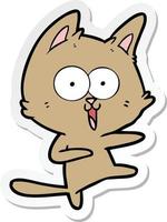 sticker of a funny cartoon cat vector