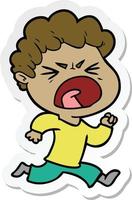sticker of a cartoon furious man vector