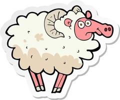 sticker of a cartoon dirty sheep vector