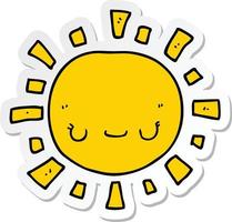 sticker of a cartoon sun vector