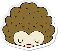 sticker of a cartoon hedgehog vector