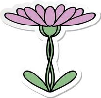 sticker of a cute cartoon flower vector
