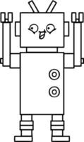 line drawing cartoon robot vector