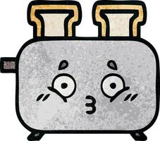 retro grunge texture cartoon of a toaster vector