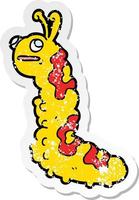 distressed sticker of a funny cartoon caterpillar vector