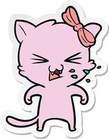 sticker of a cartoon cat vector