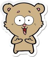 sticker of a laughing teddy  bear cartoon vector