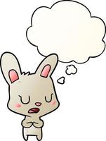 cartoon rabbit talking and thought bubble in smooth gradient style vector