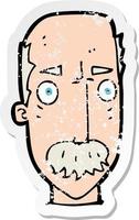 retro distressed sticker of a cartoon annoyed old man vector