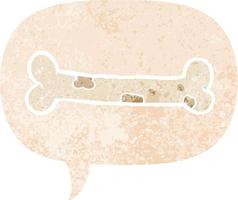 cartoon bone and speech bubble in retro textured style vector