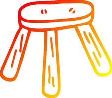 warm gradient line drawing cartoon wooden stool vector