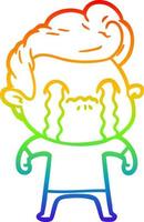 rainbow gradient line drawing cartoon man crying vector