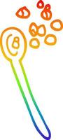 rainbow gradient line drawing cartoon cereal on a spoon vector