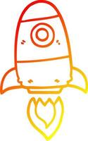 warm gradient line drawing cartoon space rocket vector