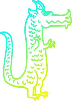 cold gradient line drawing cartoon magical dragon