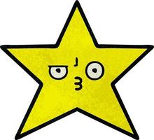 retro grunge texture cartoon gold star vector