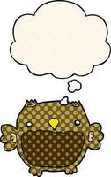 cartoon owl and thought bubble in comic book style vector