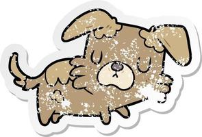 distressed sticker of a cartoon dog vector