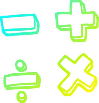 cold gradient line drawing cartoon math symbols