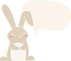 cartoon rabbit and speech bubble in retro style vector