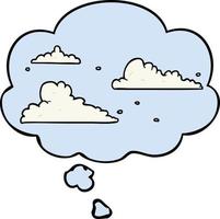 nubes de dibujos animados y burbuja de pensamiento vector