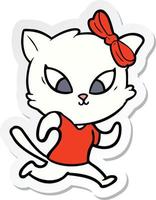 sticker of a cartoon cat vector