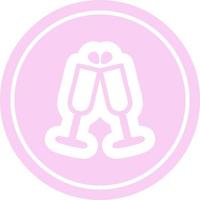 raised glasses circular icon vector
