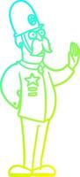 cold gradient line drawing cartoon policeman making stop gesture vector